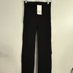 Black Straight Leg Zara Women's Pants with Ankle Zip Size XS NWT